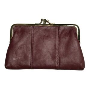 Vintage Faux Leather Coin Pouch with Gold Accents